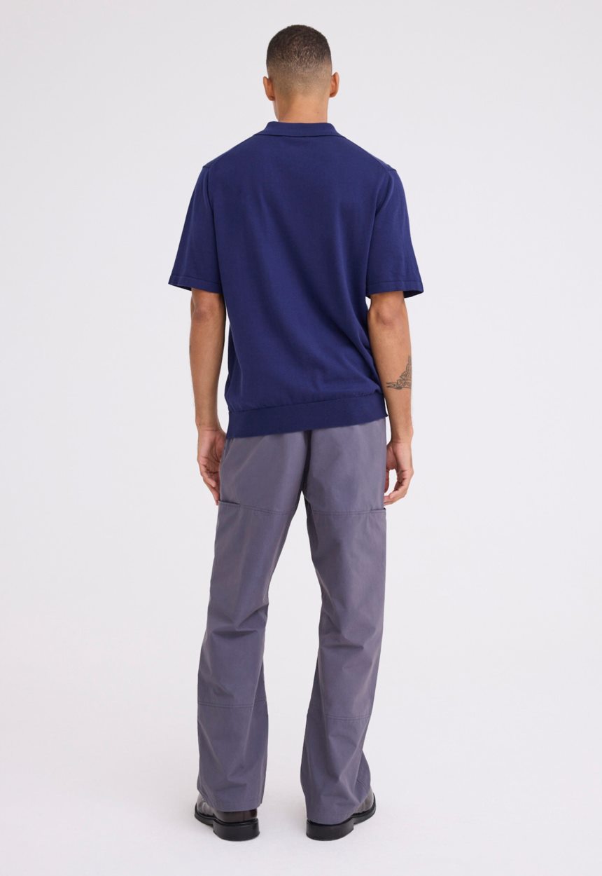 Jac + Jack Pointier Knitted Cotton Polo - Paton Blue